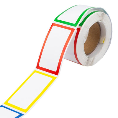 Rolă cu stickere dreptunghiulare colorate (200 buc/rolă)