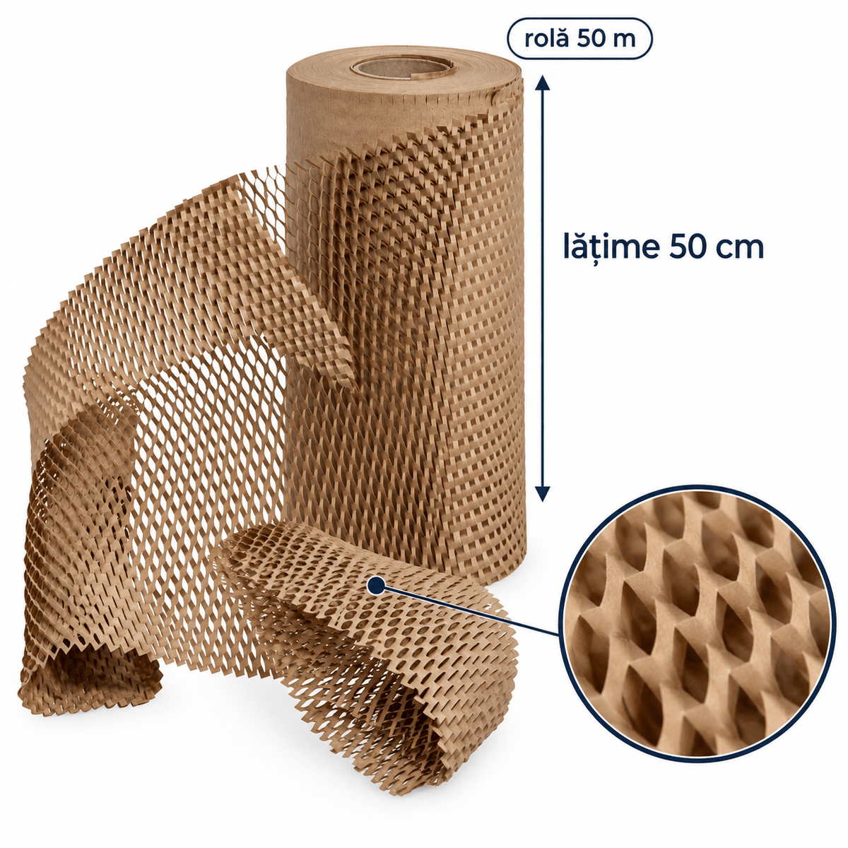 Rolă hârtie kraft fagure 50cm x 50m - maro - CraftUp