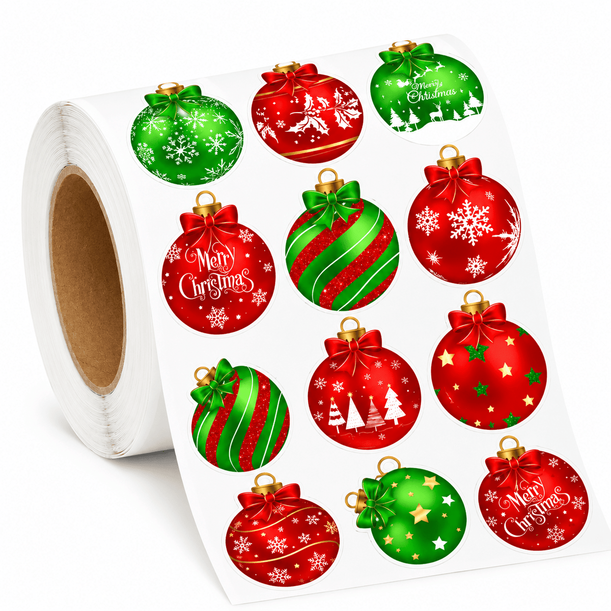Rolă stickere de Crăciun cu globuri - multicolor (500 buc) - CraftUp