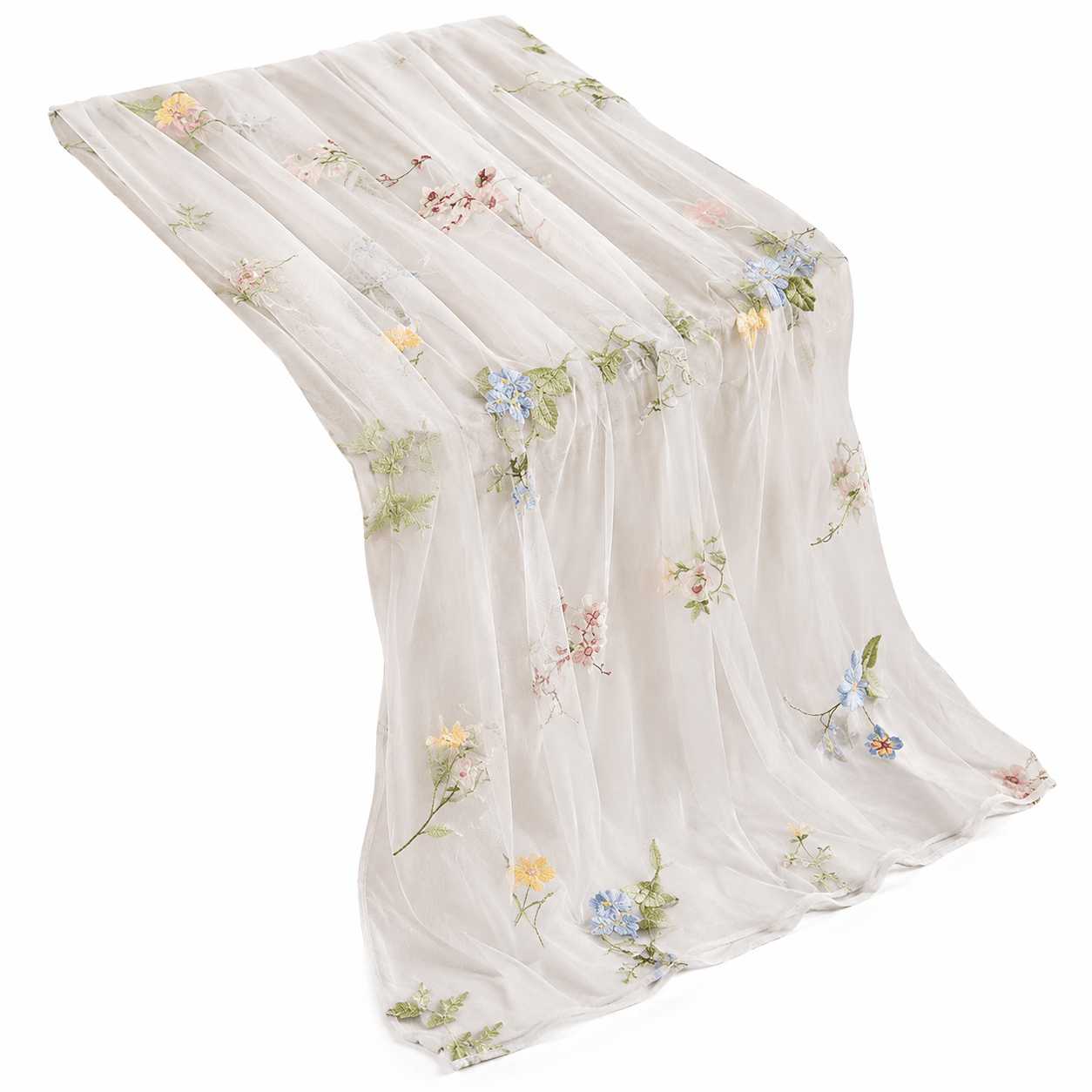 Runner masă tul cu flori brodate - beige - CraftUp
