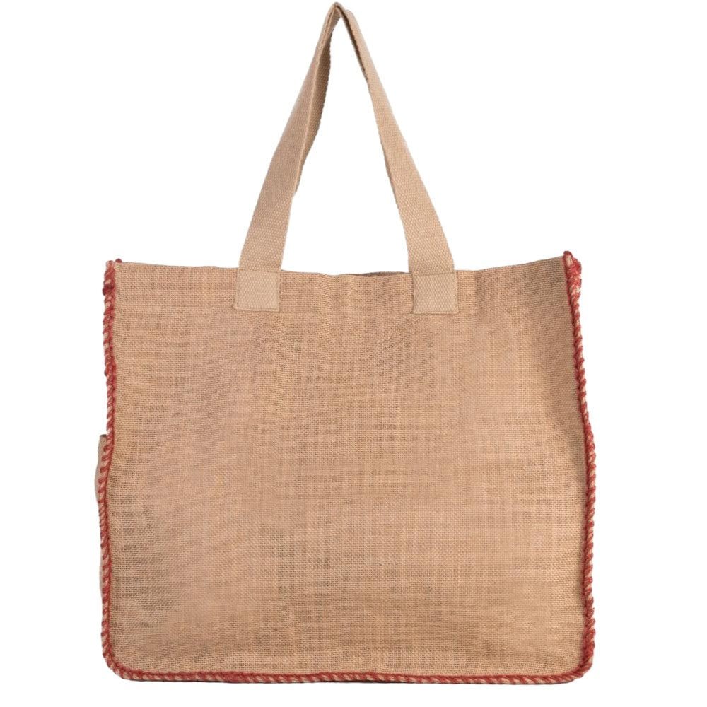Sacosă textil cu cusături contrastante - maro - CraftUp