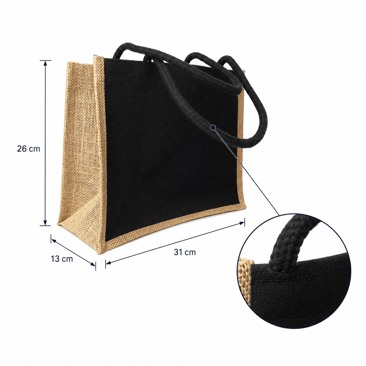 Sacoșă textil cu interior rezistent la apă 31x26x13cm - negru - maro - CraftUp