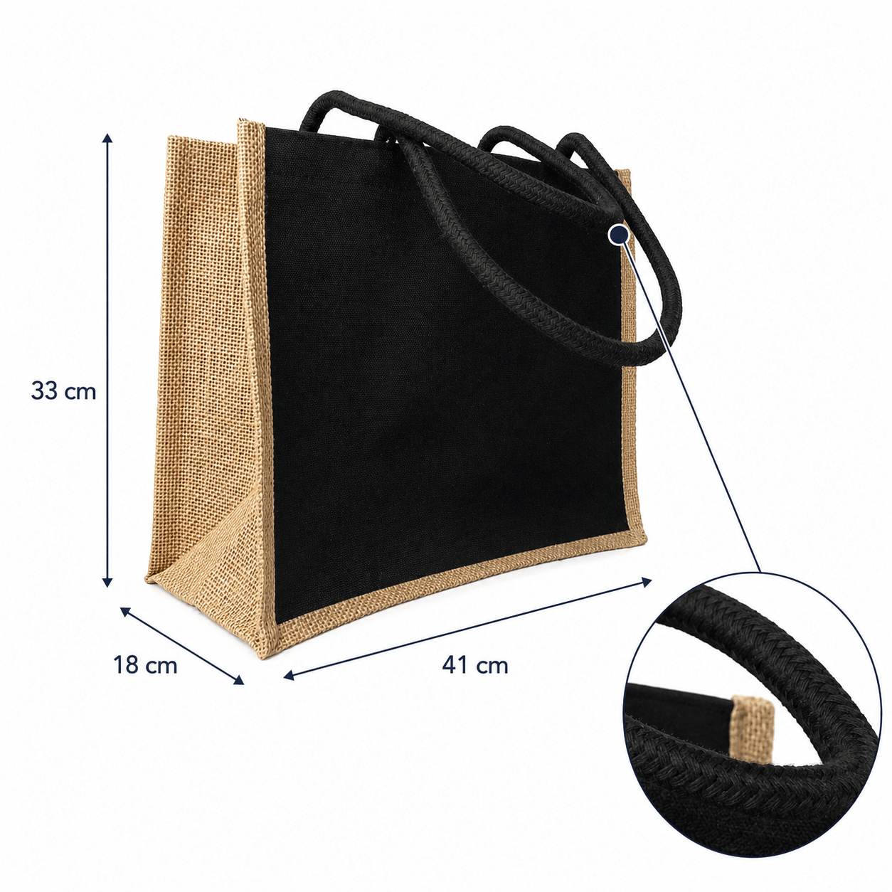 Sacoșă textil cu interior rezistent la apă 41x33x18cm - negru - maro - CraftUp