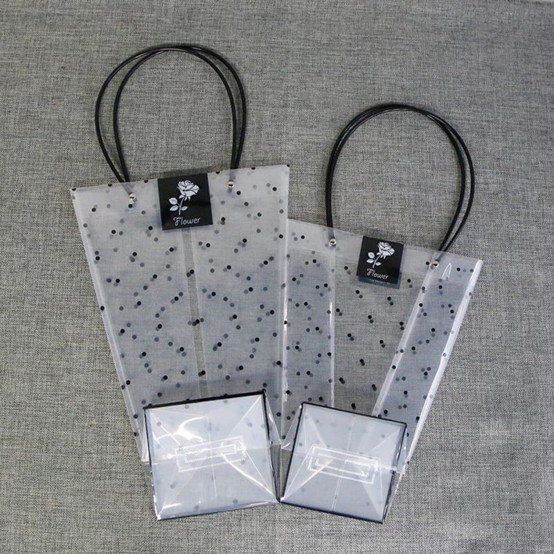 Sacoșe ghiveci transparente cu buline negre (set 10 buc) - CraftUp