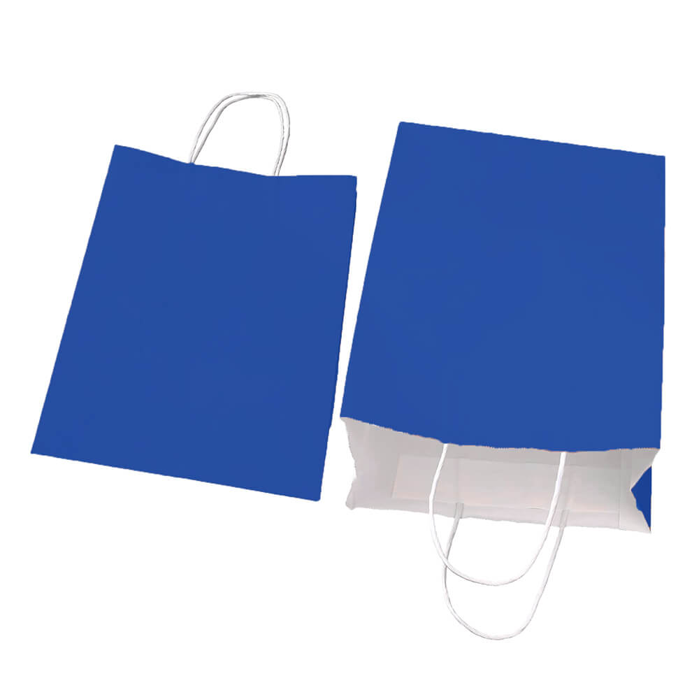Sacoșe hârtie cu mâner răsucit - albastru (set 12 buc) - CraftUp