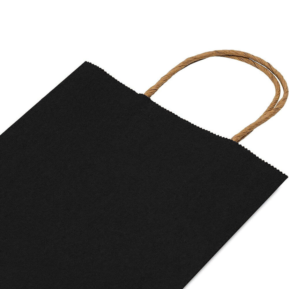 Sacoșe hârtie cu mâner răsucit - negru (set 12 buc) - CraftUp