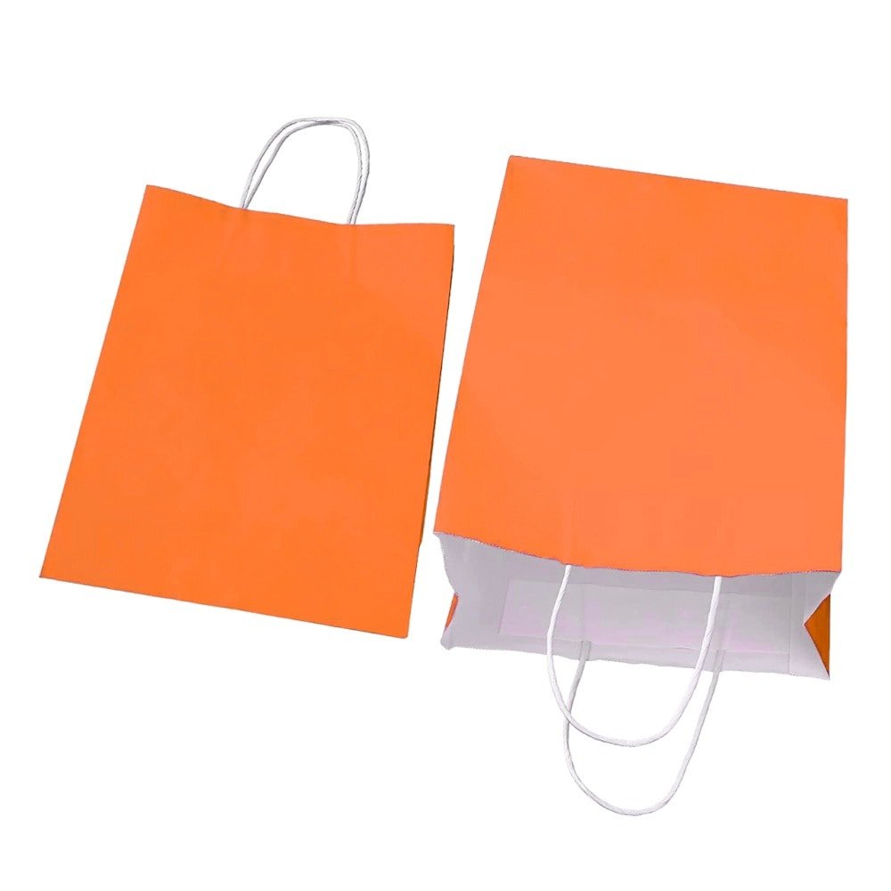 Sacoșe hârtie cu mâner răsucit - portocaliu (set 12 buc) - CraftUp
