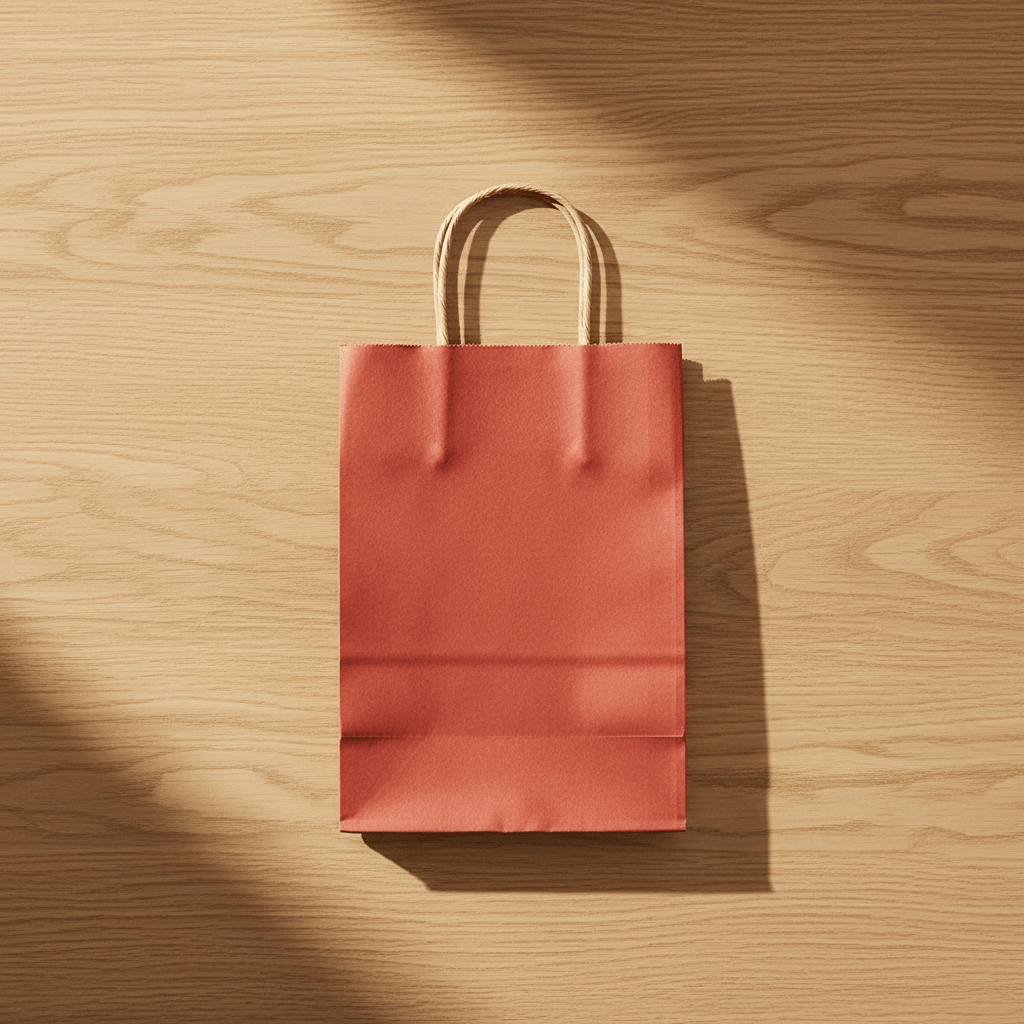 Sacoșe hârtie cu mâner răsucit - vișiniu (set 12 buc) - CraftUp
