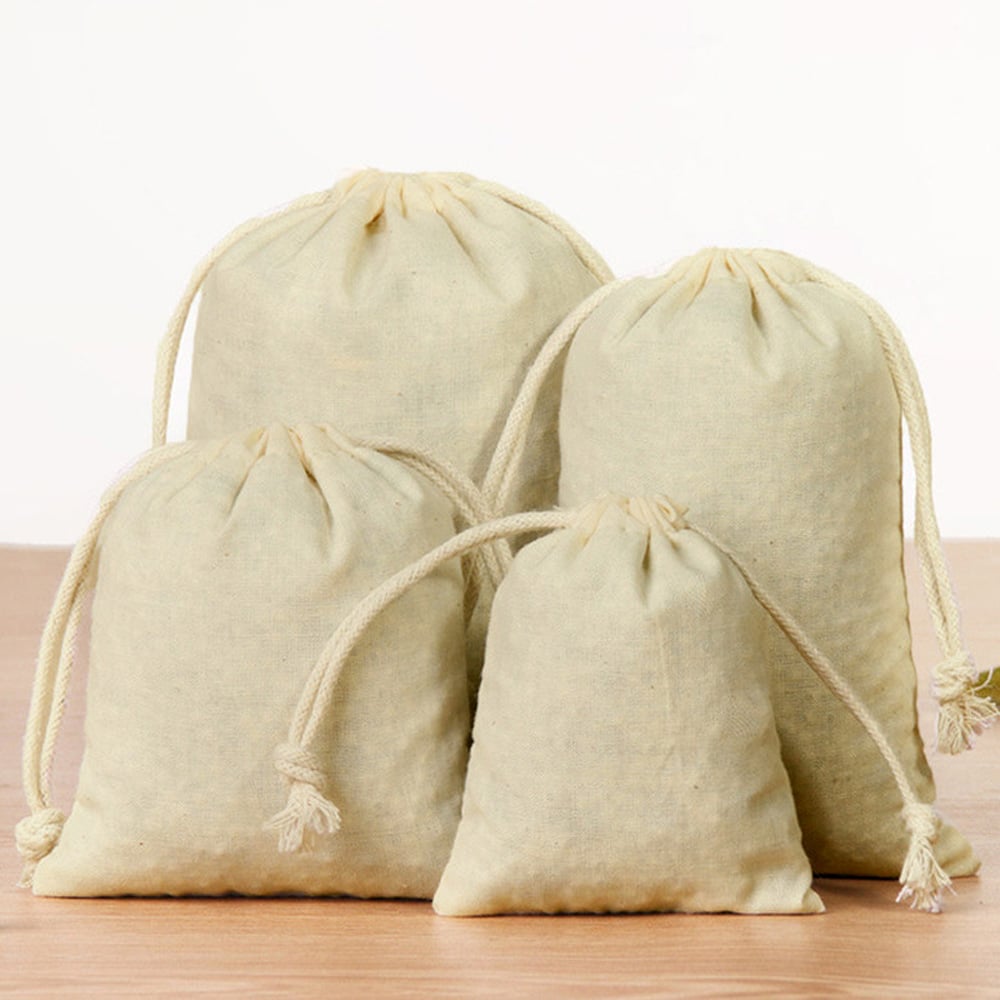 Săculeți bumbac dreptunghiulari - alb (set 50 buc) - CraftUp