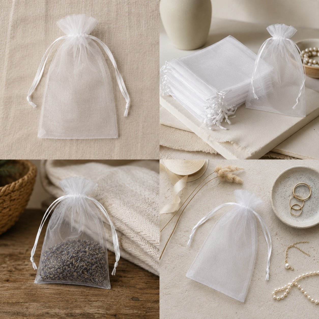 Săculeți organza cu șnur satin 12x17cm (set 100 buc) - CraftUp
