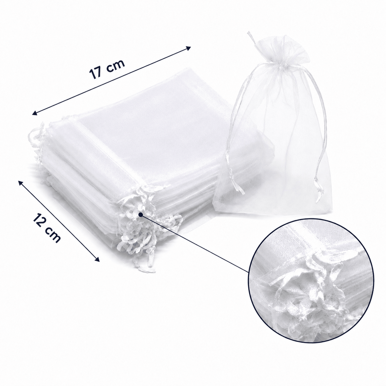 Săculeți organza cu șnur satin 12x17cm (set 100 buc) - CraftUp