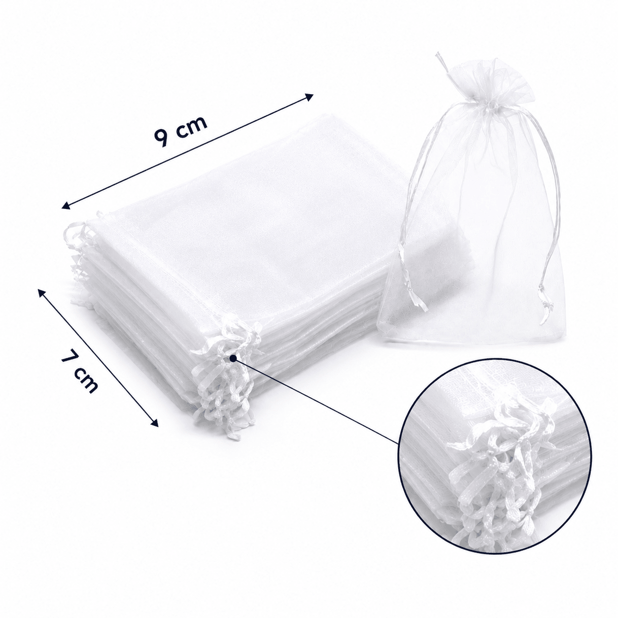 Săculeți organza cu șnur satin 7x9cm (set 100 buc) - CraftUp