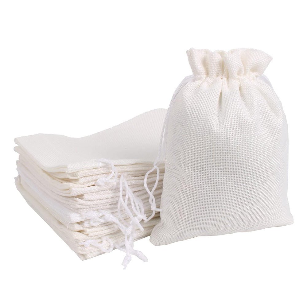 Săculeți țesătură sac cu sfoară 9x12cm (set 50 buc) - CraftUp