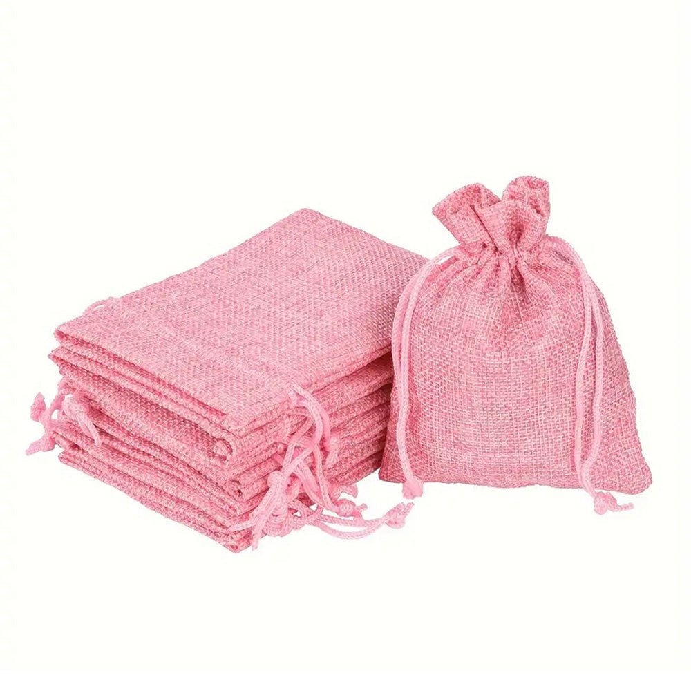 Săculeți țesătură sac cu sfoară 9x12cm (set 50 buc) - CraftUp