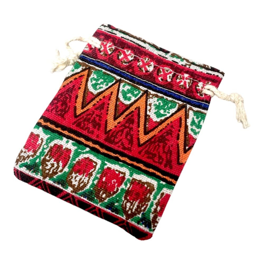 Săculeți textil dreptunghiulari model tradițional - vișiniu (set 50 buc) 9x12cm - CraftUp