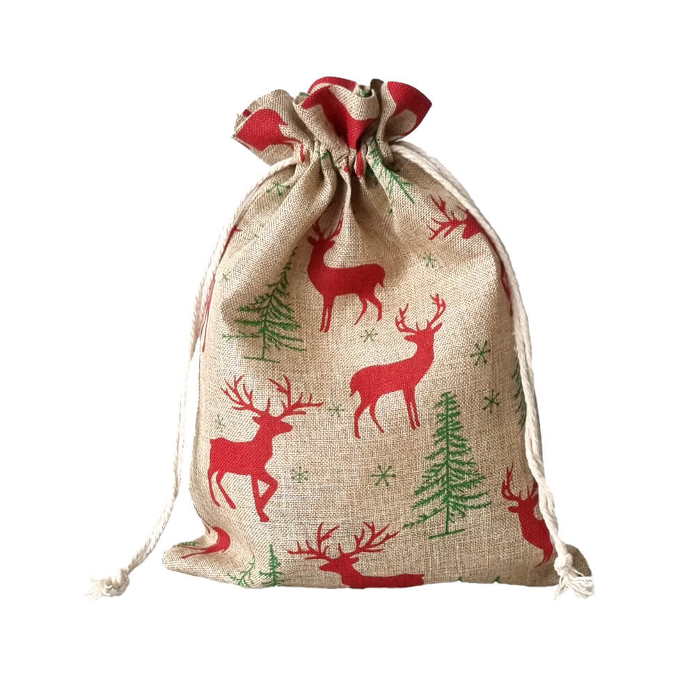Săculeți textili renii Crăciunului 17x23cm - beige - CraftUp