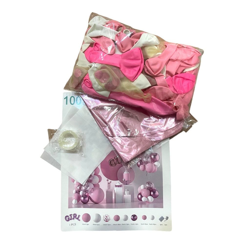 Set 100 baloane stil arcadă cu text Girl - model 5 roz - CraftUp