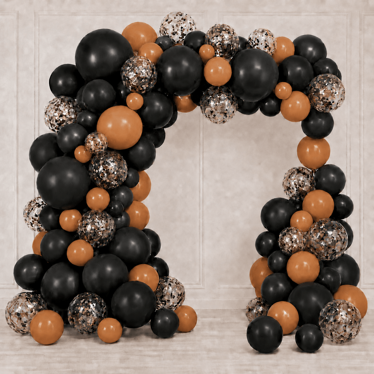 Set 100 baloane stil arcadă - model 8 negru și portocaliu - CraftUp