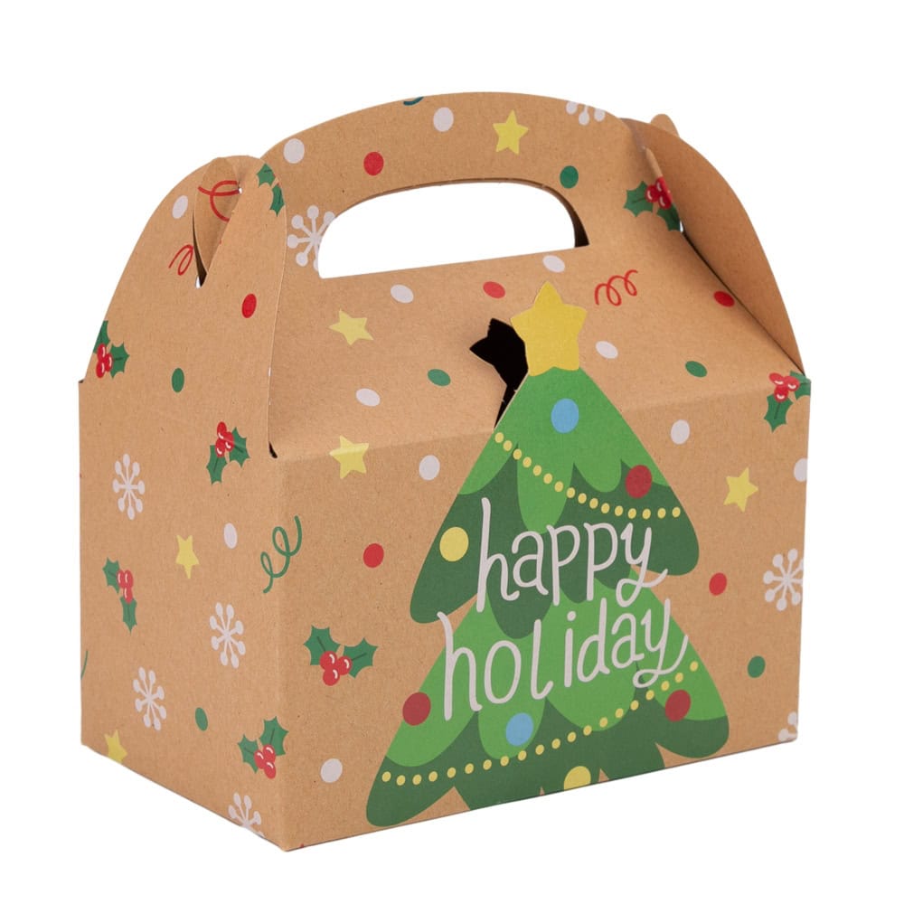 Set 12 cutii Crăciun 4 modele cu mâner - kraft - CraftUp
