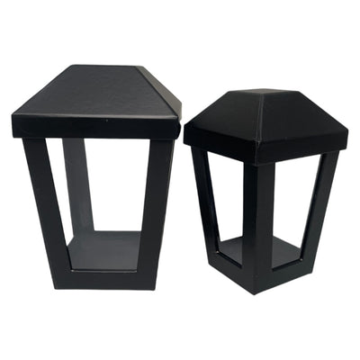 Set 2 cutii în formă de felinar cu capac - negru