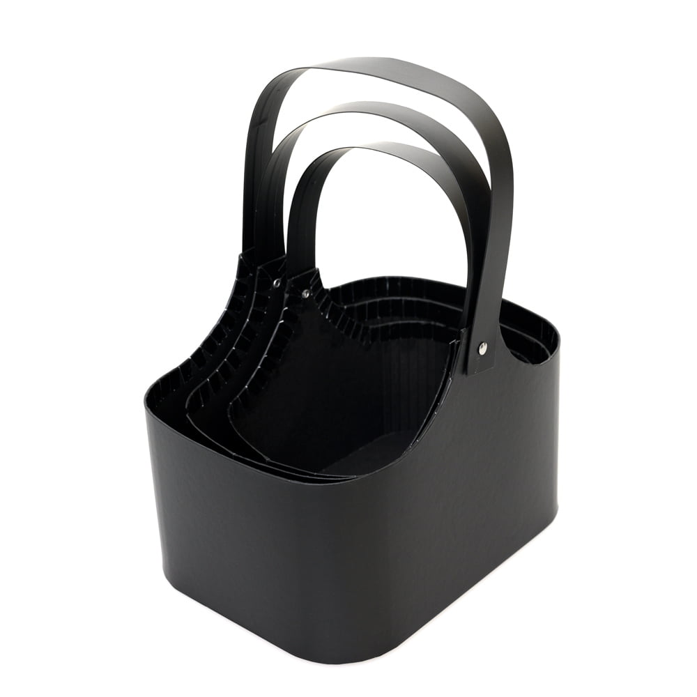 Set 3 coșulețe rotunjite cu mâner - negru - CraftUp
