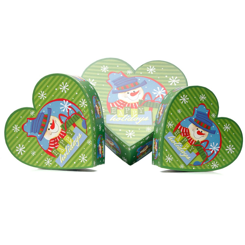 Set 3 cutii inimă de Crăciun – model sarbători fericite - CraftUp