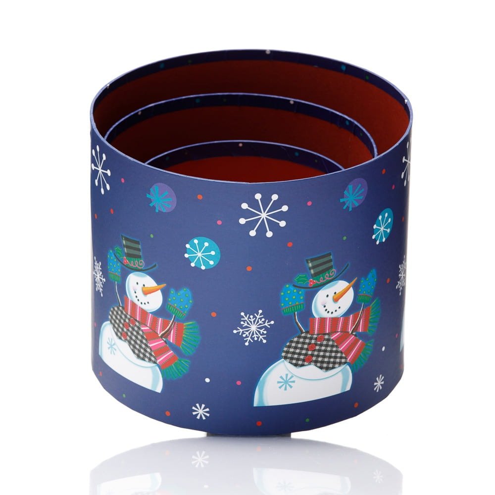 Set 3 cutii rotunde Crăciun - model om de zăpadă - CraftUp