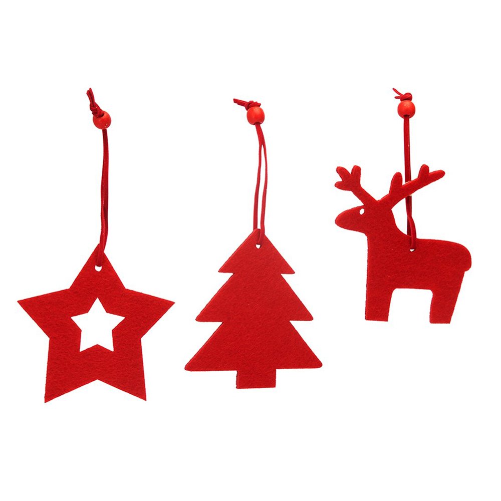 Set 3 ornamente de brad - roșu - CraftUp