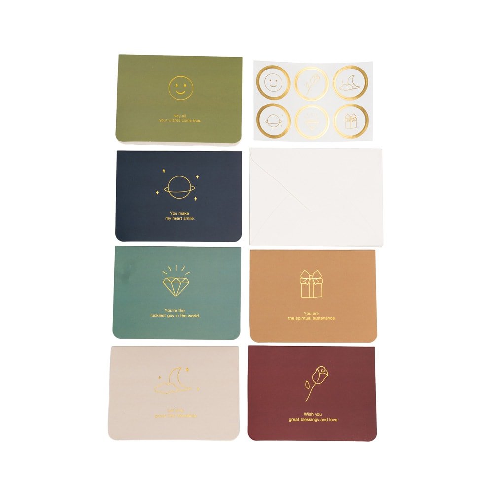 Set 6 felicitări diferite model floral cu text și sticker - multicolor - CraftUp