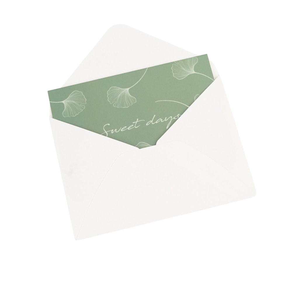 Set 6 felicitări diferite model floral cu text și sticker - verde - CraftUp