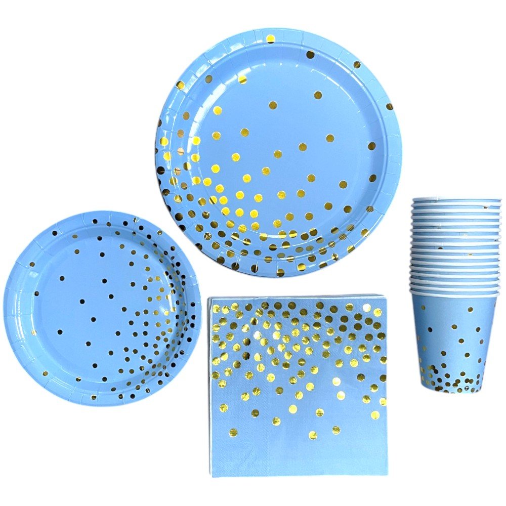 Set articole petrecere - farfurii hârtie pahare și șervețele - Bleu - CraftUp