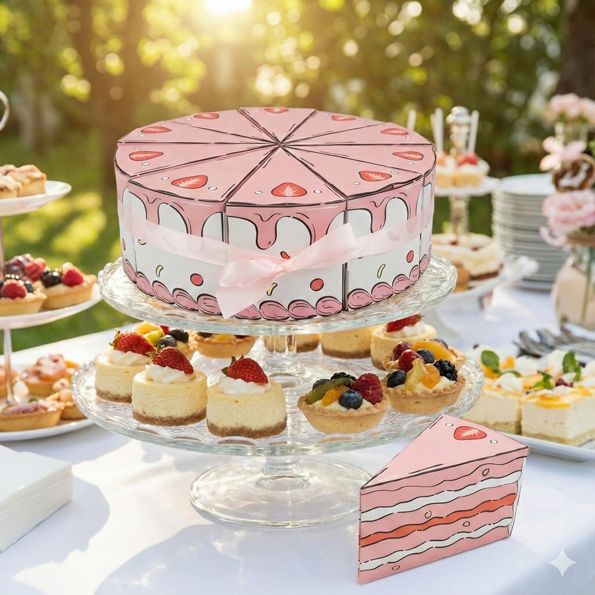 Set cutii mărturii tort căpșuni (set 10 felii) - CraftUp