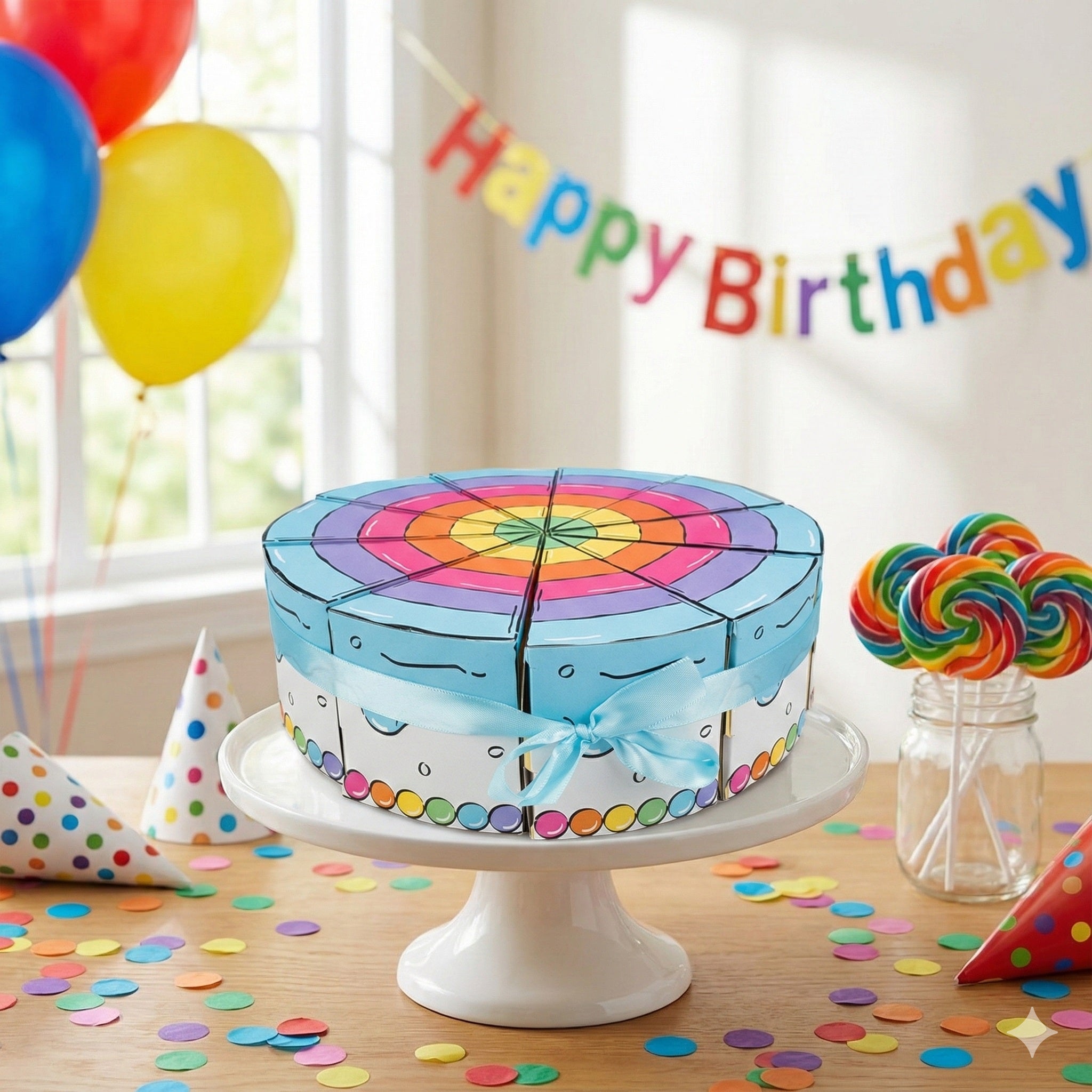 Set cutii mărturii tort curcubeu (set 10 felii) - CraftUp