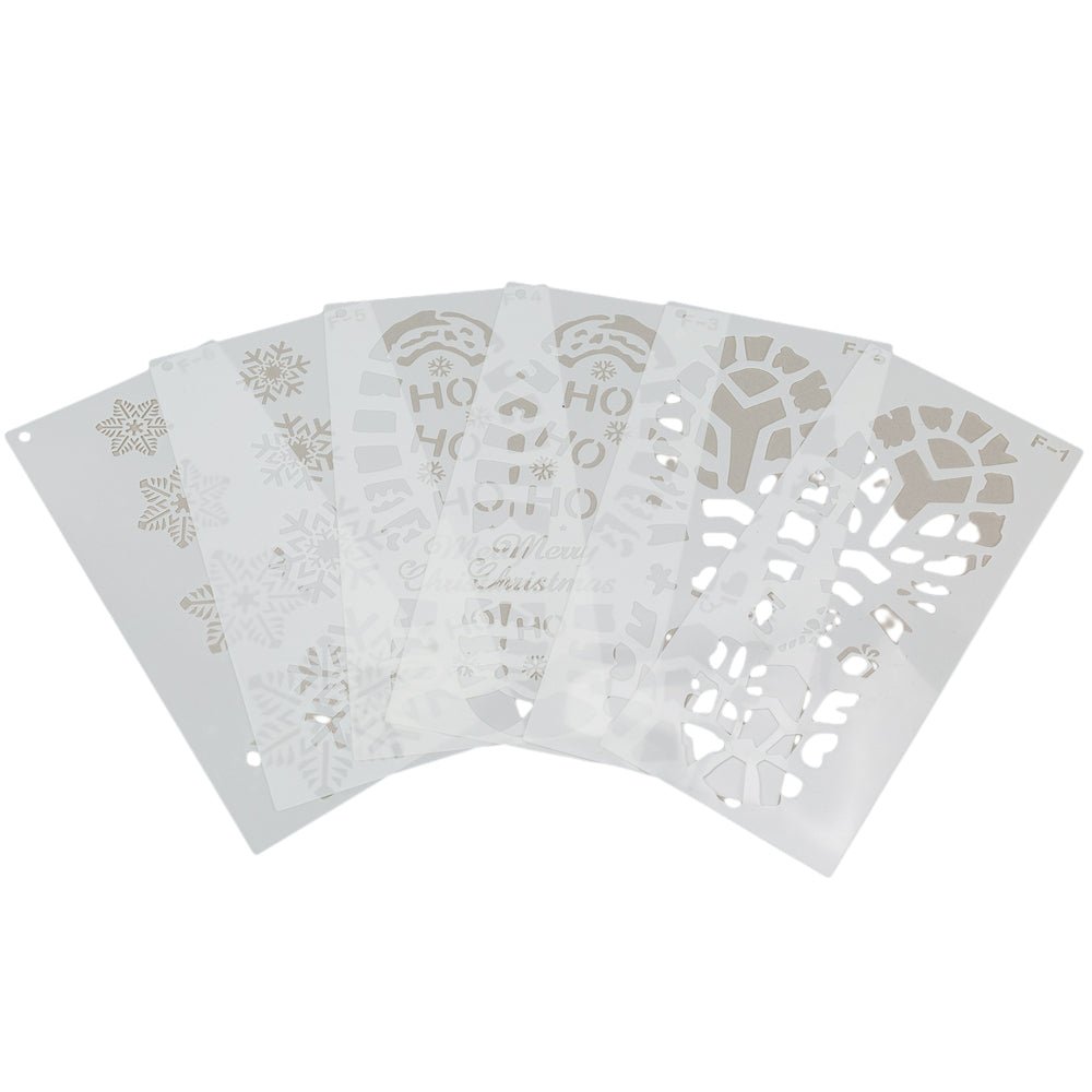 Set șabloane Crăciun din plastic pentru urme de pași - Alb (set 6 buc) - CraftUp