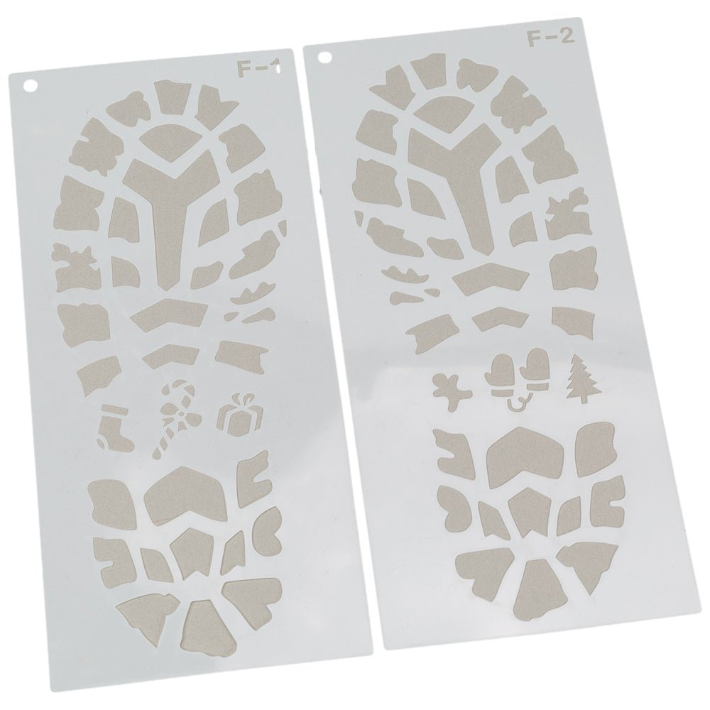 Set șabloane Crăciun din plastic pentru urme de pași - Alb (set 6 buc) - CraftUp