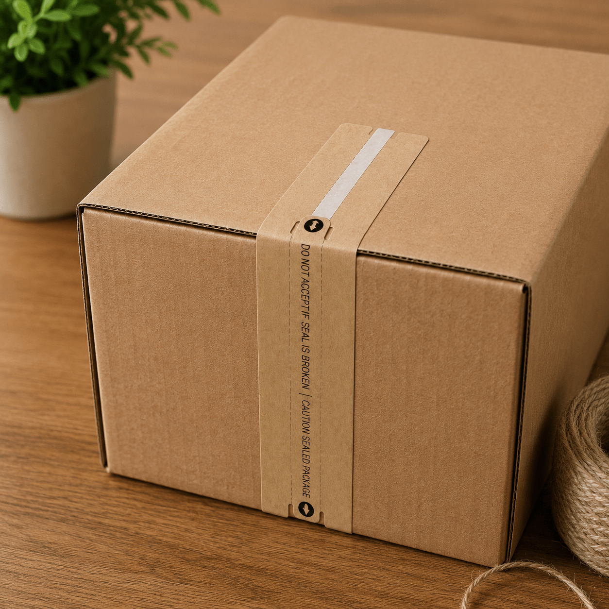 Sigilii adezive de securitate cu text de avertizare - kraft (set 10 buc) - CraftUp