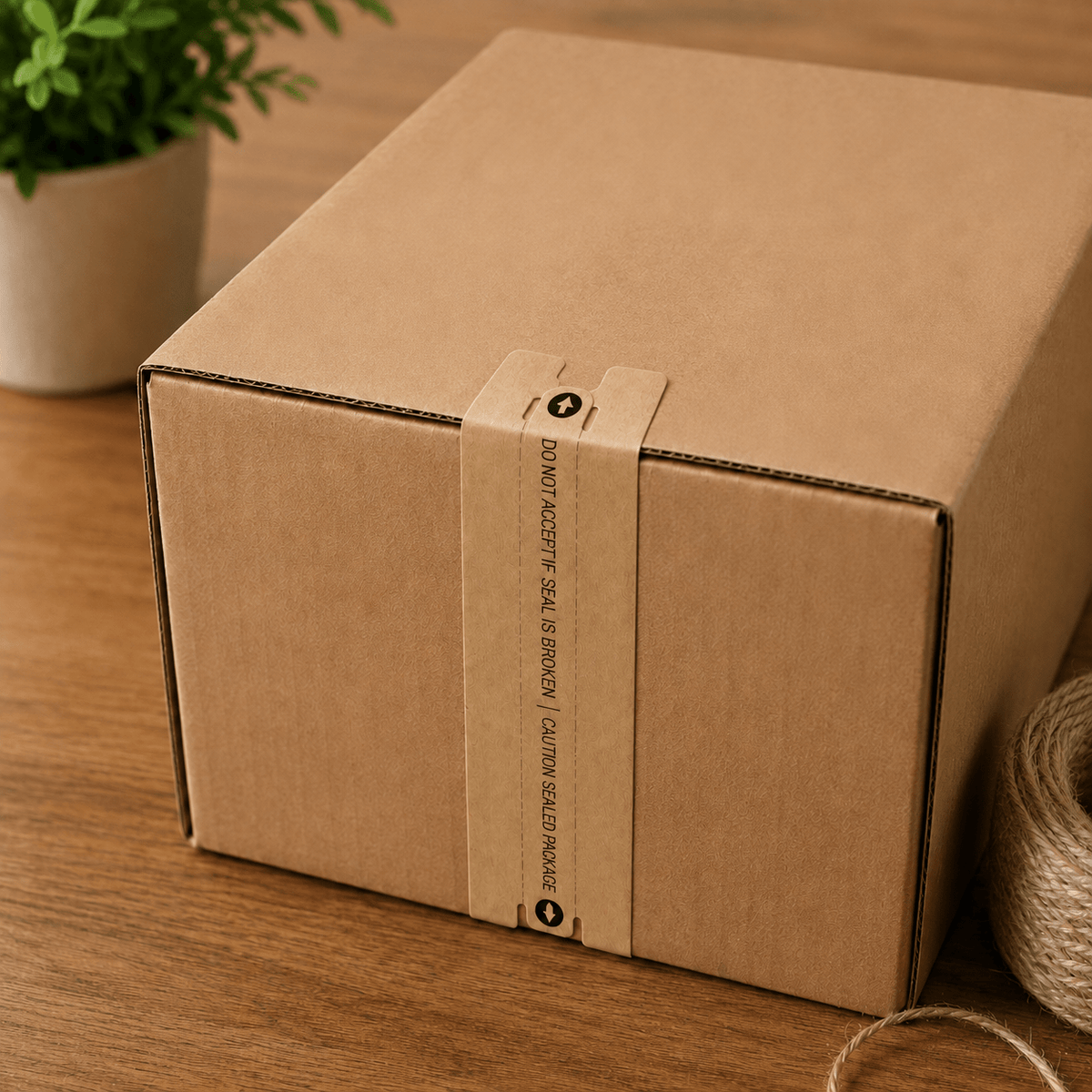 Sigilii adezive de securitate cu text de avertizare - kraft (set 60 buc) - CraftUp