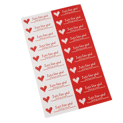 Stickere cu inimioare și mesaj Just for you - alb/roșu (200 buc)