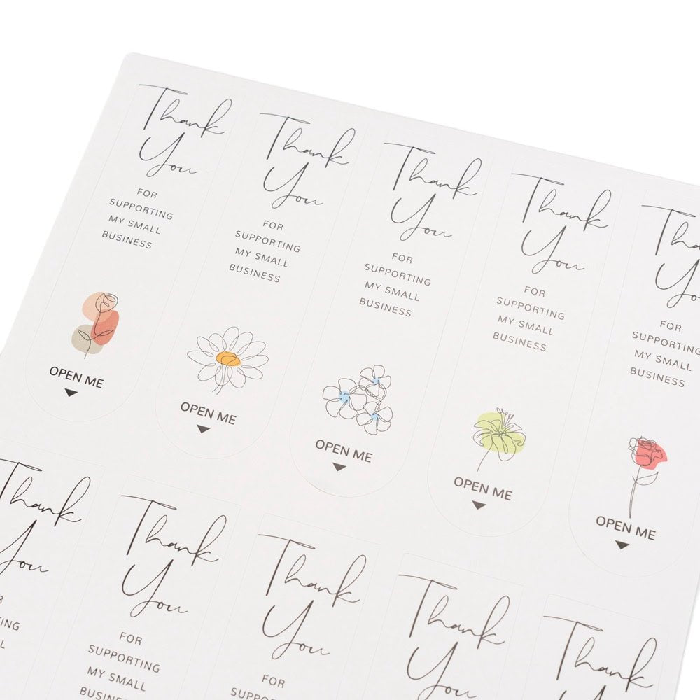 Stickere lungi ovale cu mesaj Thank you - model 2 (set 100 buc) - CraftUp
