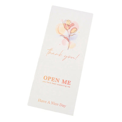 Stickere lungi Thank you open me - alb (set 50 buc)