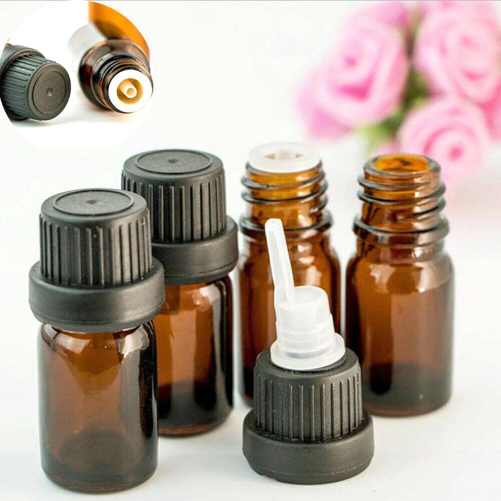 Sticluță ambră reutilizabilă cu picurător și capac negru cu inel sigiliu - CraftUp