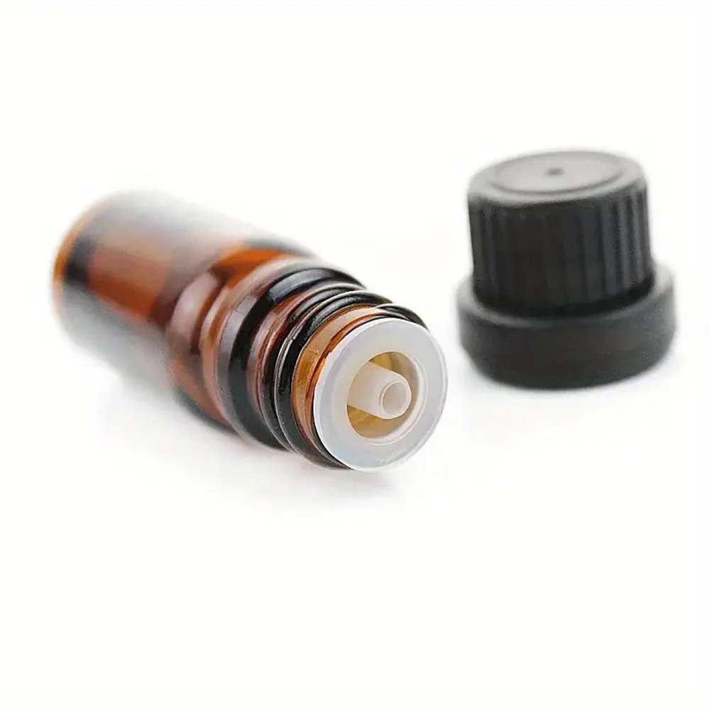 Sticluță ambră reutilizabilă cu picurător și capac negru cu inel sigiliu - CraftUp