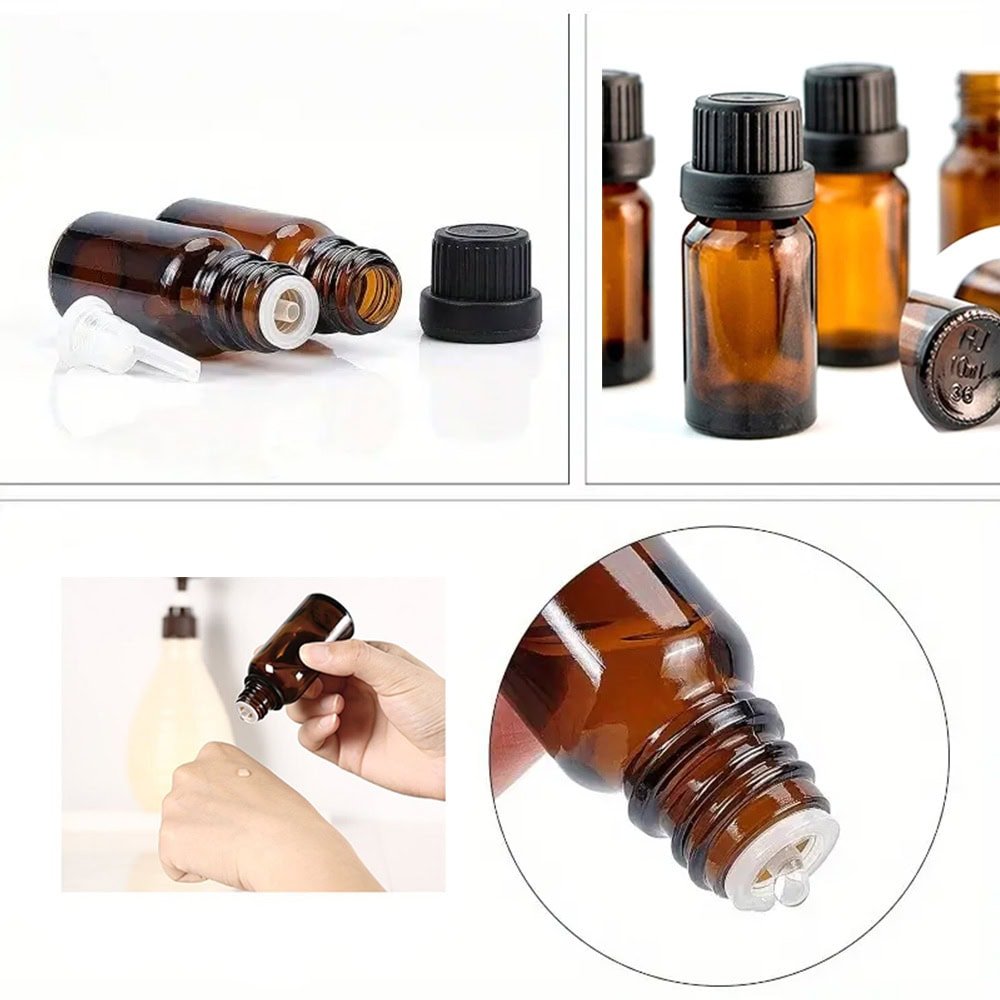 Sticluță ambră reutilizabilă cu picurător și capac negru cu inel sigiliu - CraftUp