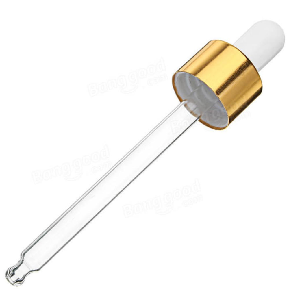 Sticluță ambră reutilizabilă cu pipetă și capac alb - auriu - CraftUp