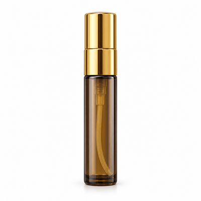 Sticluță ambră reutilizabilă cu spray și capac auriu 3 ml