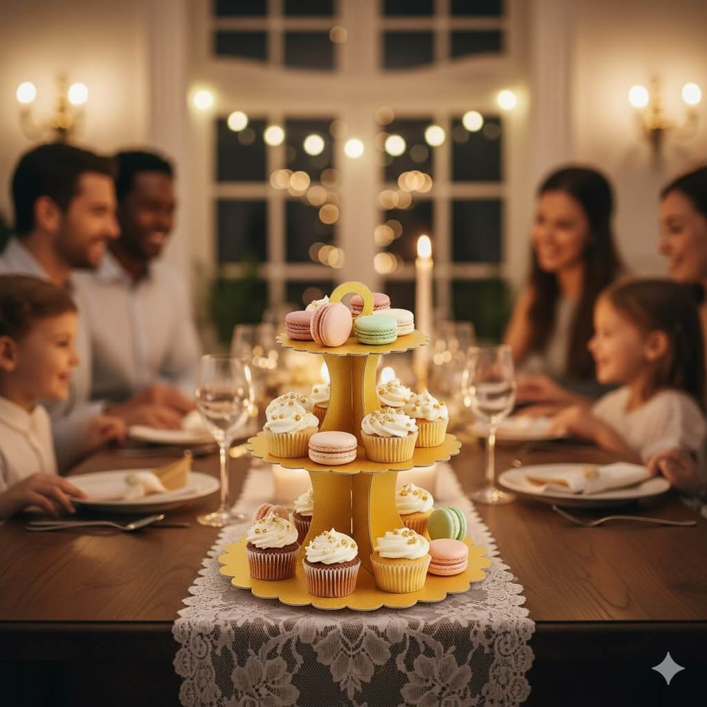 Suport prăjituri din carton cu 3 nivele - CraftUp