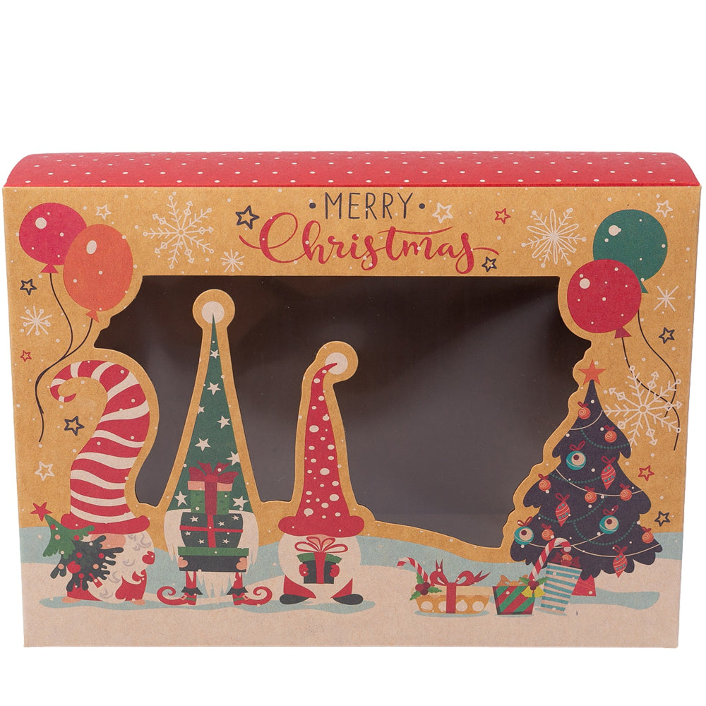 Cutie Crăciun kraft cu spiriduși și fereastră (set 50 buc)