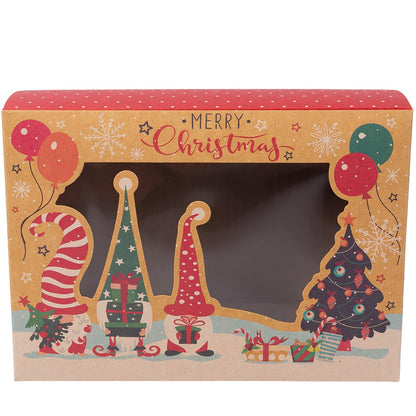 Cutie Crăciun kraft cu spiriduși și fereastră (set 50 buc)