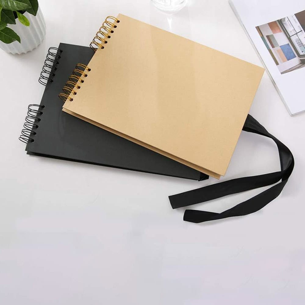 Album foto dreptunghiular cu spirală si panglică satin - negru 3 - craftup.ro