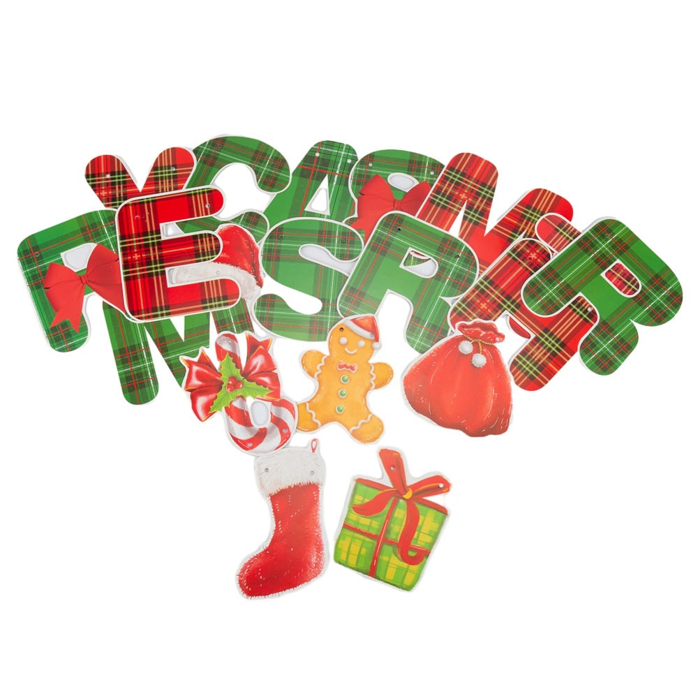Banner Crăciun cu mesaj Merry Christmas - model 2 roșu și verde 1 - craftup.ro